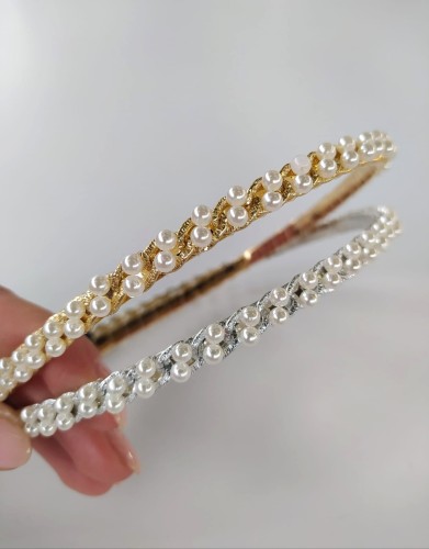 Złota i srebrna ozdobna opaska korale .jpg