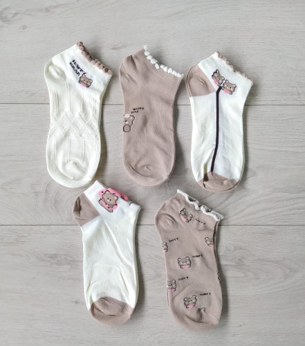 stopki damskie w misie kremowo- beżowe 5-pak.jpg