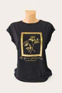 Kate bluzka bawełniana ze złotym motywem 