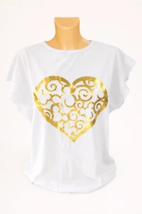 Lara bluzka damska biała ze złotym sercem 