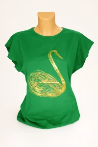Tina bluzka damska zielona z łabędziem